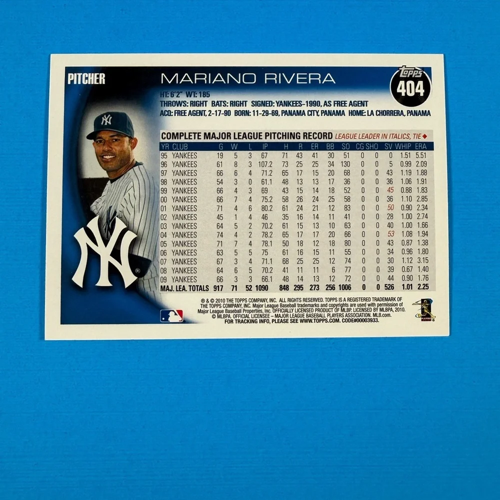 2010 Topps #404 Mariano Rivera New York Yankees - Picture 2 of 2